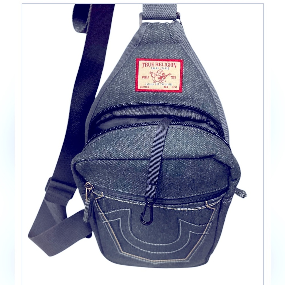 True Religion Unisex Indigo Blue Denim Grohl Sling Bag New With Tags - Picture 5 of 12